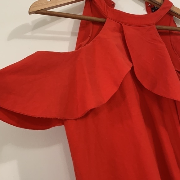 ZARA TRAFALUC size 6 orange off shoulder bodycon blouse - Picture 2 of 10